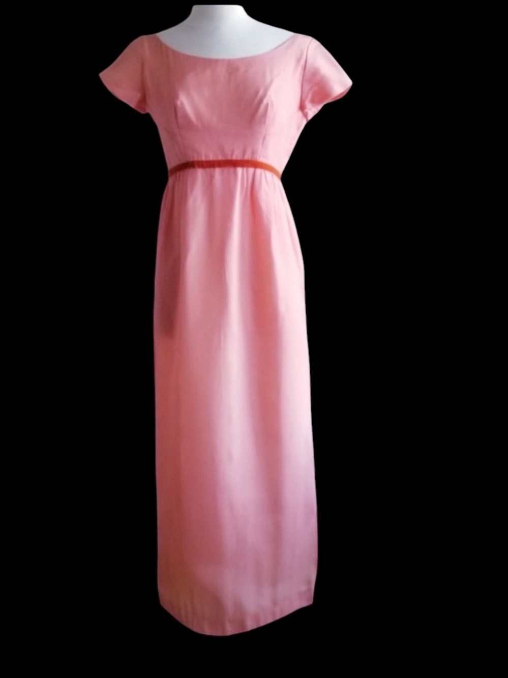 1960s Lorrie Deb Peach/Orange Party Maxi Dress